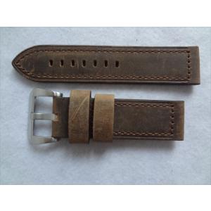 Debeer 腕時計バンド 24mm クレイジーホース サドルレザーベルト Crazy Horse Saddle Leather 茶色 茶/ 厚み：4mm パネライ用｜ecwide