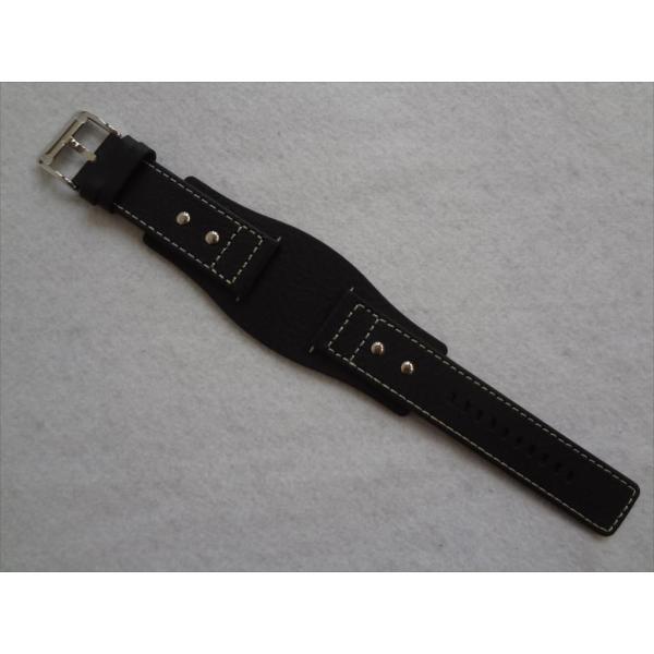 Fossil フォッシル 純正 ベルト AM3696 用 台座タイプ 24mm レザーバンド 黒 ブ...