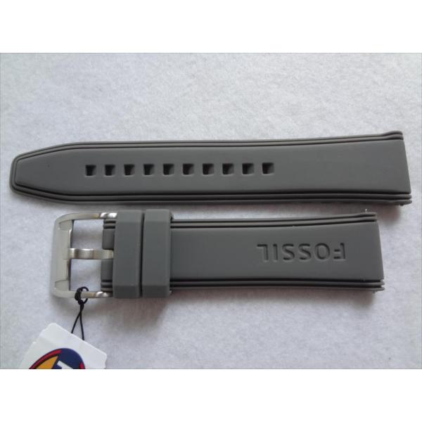 Fossilフォッシル 純正 シリコンバンド 22mm 腕時計ベルト 灰色 グレイ