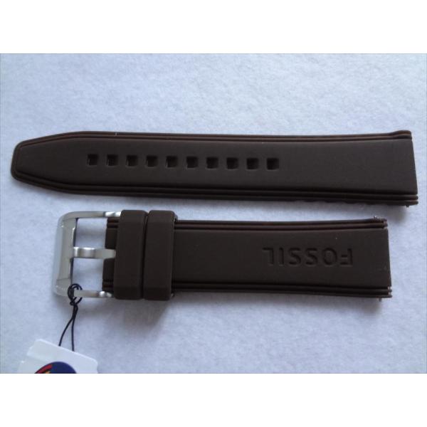 Fossilフォッシル純正シリコンバンド22mm腕時計ベルト茶色2