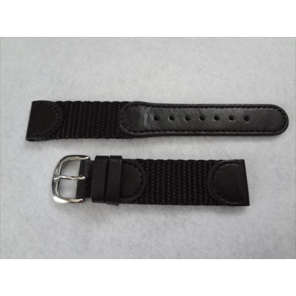 腕時計バンド 19mm 黒 レザー/ナイロン 時計ベルト 黒色 ブラック Swiss Army We...