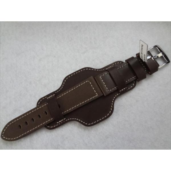 ドイツ Fluco BUNDタイプ 24mm レザーバンド 台座 腕時計交換ベルト 茶色 ブラウン ...