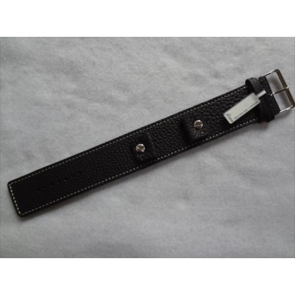 ドイツ製 Fluco レザーバンド 1本タイプ 18mm 腕時計ベルト 黒色 黒 ブラック Foss...