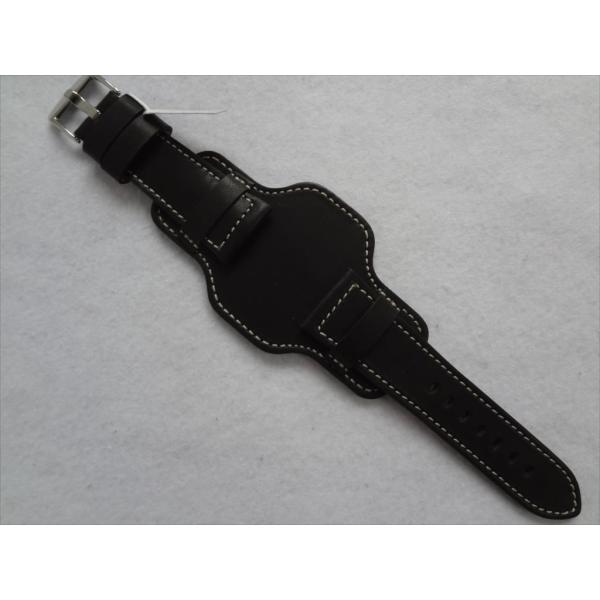 ドイツ製 Fluco 本革 カーフ レザーバンド 26mm 台座タイプ BUND ベルト 黒 黒色 ...