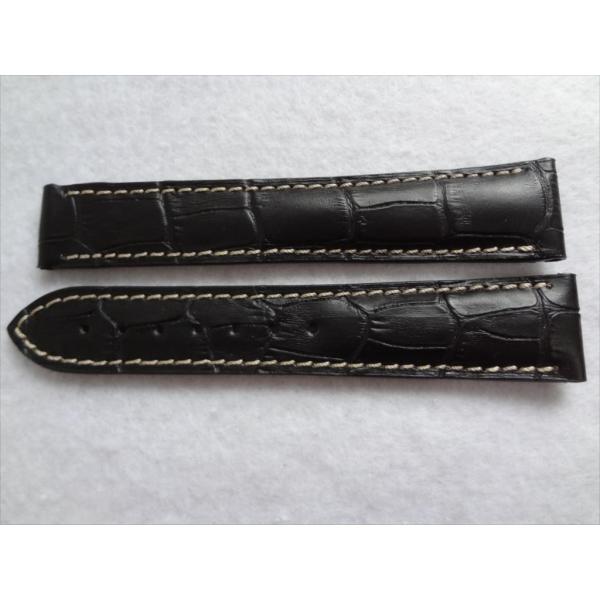 OMEGAスピードマスター用本革レザーベルト黒/白19mmバンド