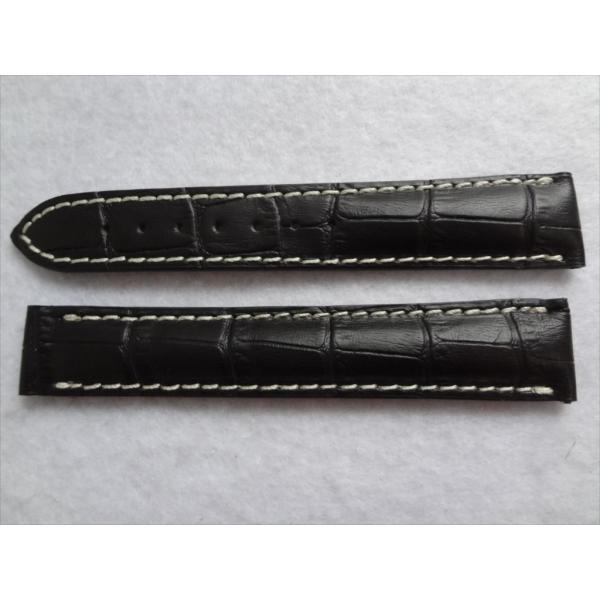 OMEGAスピードマスター用本革レザーベルト黒/白18mmバンド