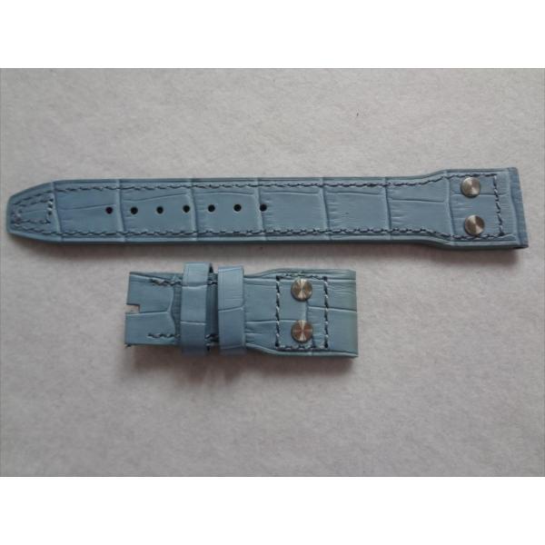 IWC ビッグパイロット BIg PILOT 用レザーベルト青22mm腕時計バンド ブルー