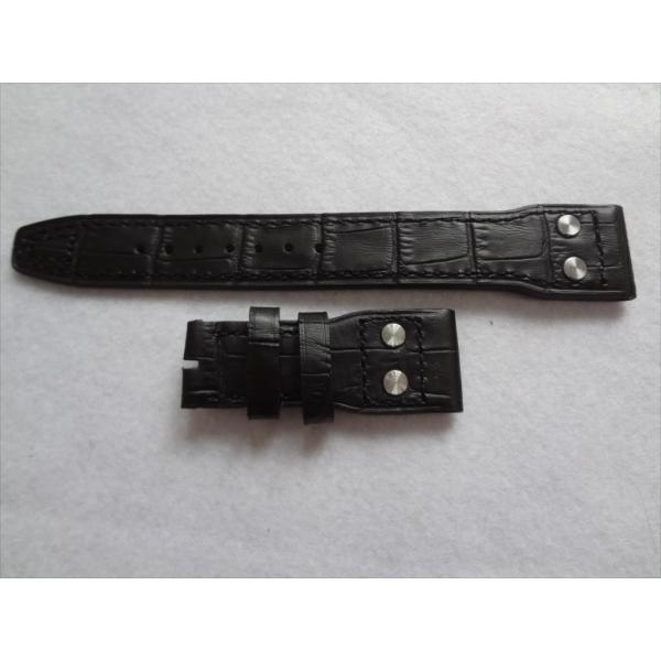 IWCビッグパイロットBIg PILOT用レザーベルト黒22mmバンド