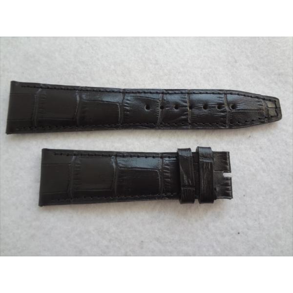 IWC 22mm バンド ポルトギーゼ クロノグラフ用 本革 レザーベルト 黒 ブラック