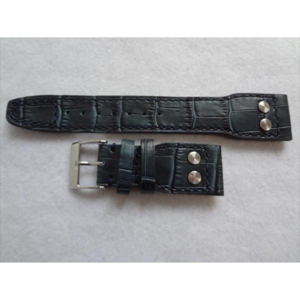 IWCビッグパイロットBIg PILOT用レザーベルト青22mmバンド