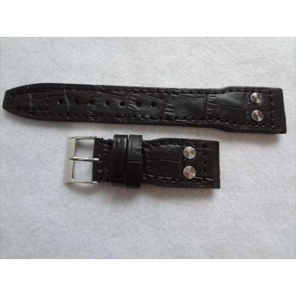 IWCビッグパイロットBIg PILOT用レザーベルト黒21mmバンド