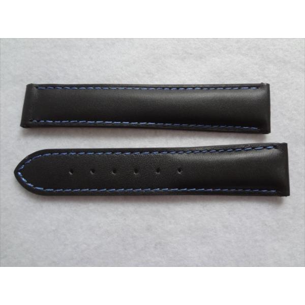 OmegaシーマスターSeamaster用レザーベルト黒/青20mmバンド