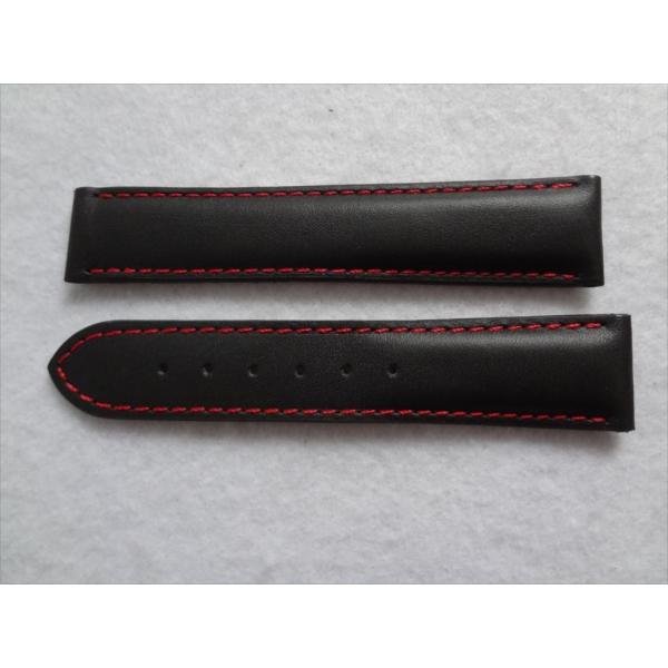 OmegaシーマスターSeamaster用腕時計レザーベルト黒/赤20mmバンド
