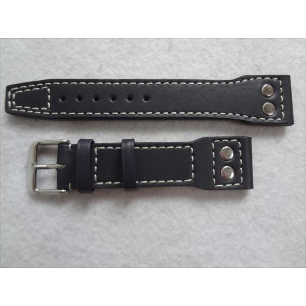 IWC ビッグパイロット BIg PILOT用 22mm レザーベルト ダークブルー 青 腕時計バン...