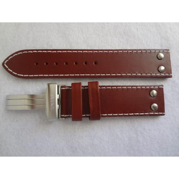 traser トレーサー 純正 レザーバンド 22mm 茶色 腕時計ベルト リベット付き バックル付...