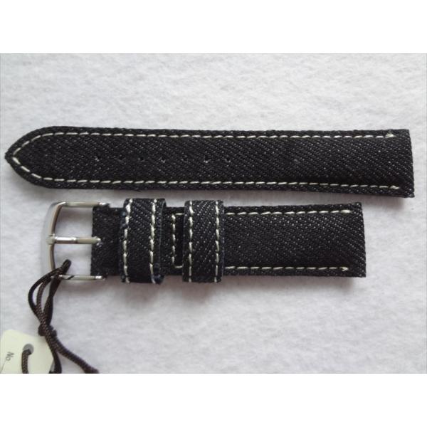 岡山デニム DENIM 腕時計ベルト 20mm インディゴブルー/白ステッチ 日本製 ミモザ Emi...