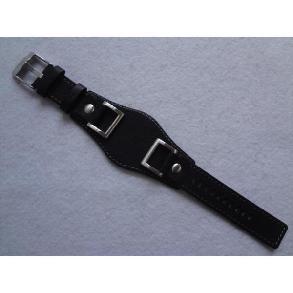 Fossil フォッシル 純正 ベルト JR1156 用 台座タイプ 24mm レザーバンド 黒 ブ...