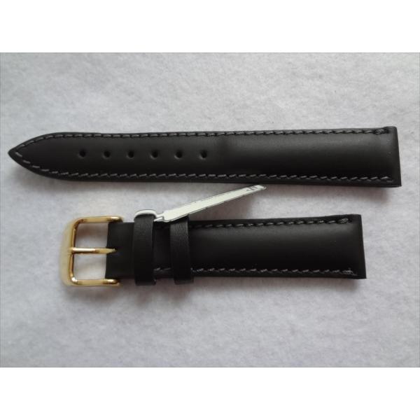 ドイツfluco Modenaカーフベルト18mm腕時計バンド黒バックル金色