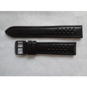 ブライトリング用レザーベルト 22mm 本革 腕時計バンド 黒色 黒/白