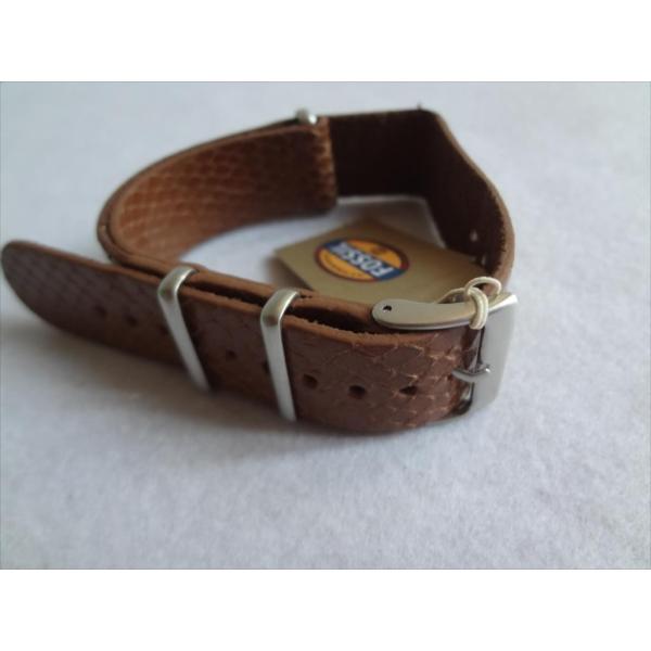 Fossilフォッシル純正ベルトNATO腕時計レザーバンド18mm茶色ブラウン