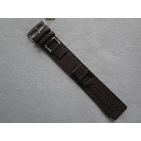 Fossilフォッシル純正ベルト台座 腕時計レザーバンド22mm灰Pebbleにも