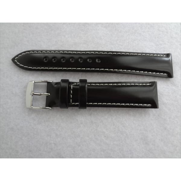 コードバン 腕時計ベルト 16mm バンド 黒色 黒 ブラック Cordovan