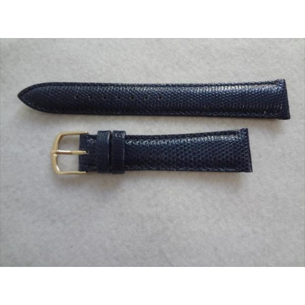 リザード型押し 腕時計ベルト 18mm レザーバンド 青 ネイビーCMトカゲ日本製