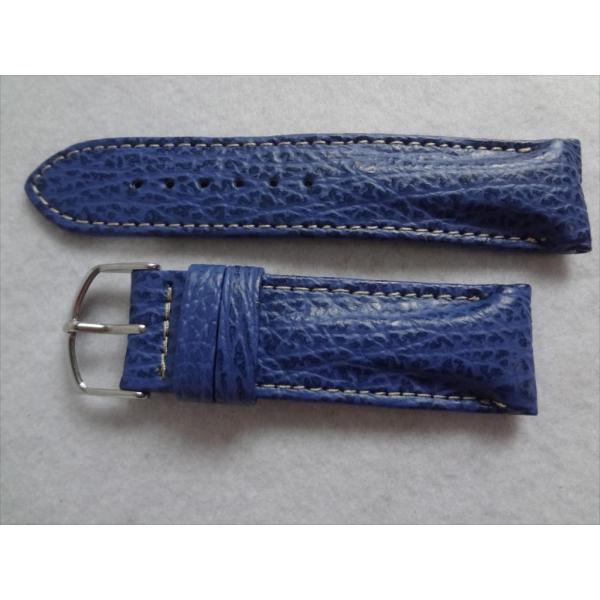腕時計ベルト24mmシャーク素材バンド青色ブルー/裏:黒 日本製 Luminox等用