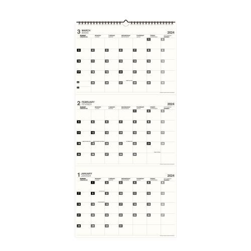 カレンダー 壁掛け 2024年 1月始まり モノトーン 3か月 書き込み シンプル 公式通販サイト