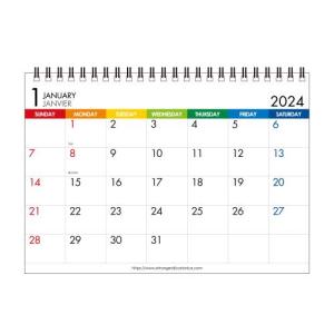 [可] カレンダー 卓上 A5 2023年 1月始まり カラーバー 書き込み