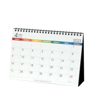 [可] カレンダー 4月始まり 卓上 A5 2023年 カラーバー シンプル