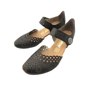 Rieker リーカー 靴 ブラック 黒 コンフォートシューズ パンチング 本