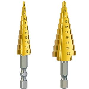 ステップドリル 2本セット4-22mm 3-13mm チタンコーティング