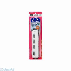 朝日電器 ELPA WLS-LY42EB-W LEDランプ スイッチ付タップ4P2m横 WLSLY42EBW スイッチ付きタップ｜edenki