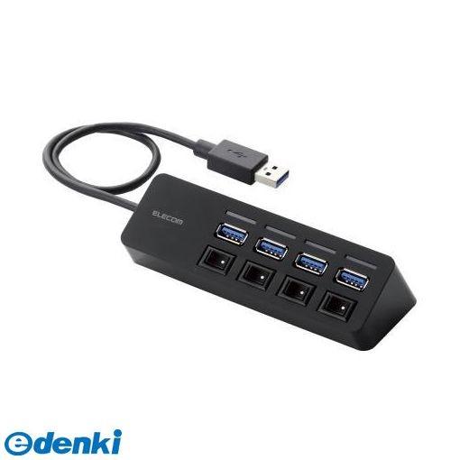 ELECOM エレコム U3H-S418BBK 4ポートUSB3．0ハブ【マグネット・個別スイッチタ...