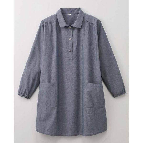 4985697240617 先染めかっぽうプルオーバーシャツ ネイビーM−L【キャンセル不可】 ネイ...