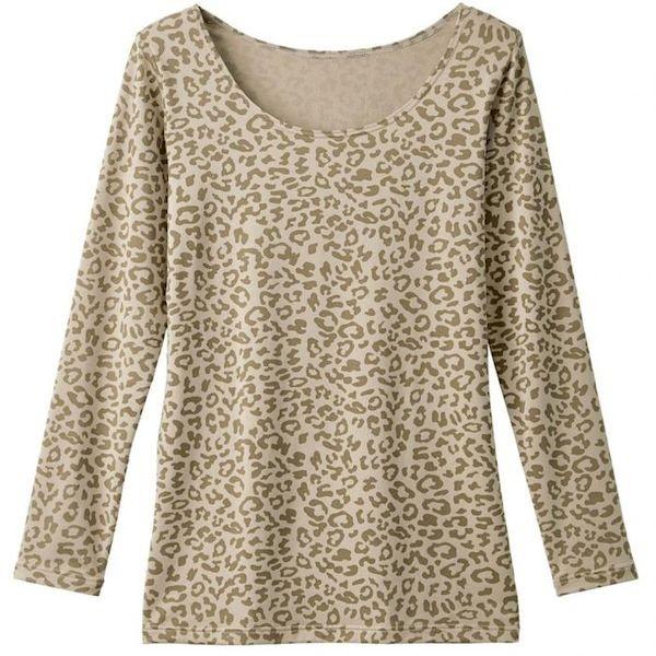 4985697231004 裏起毛あたたかレオパード柄 インナーベージュ M【キャンセル不可】