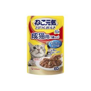 ユニ・チャーム 4520699638309 ねこ元気 総合栄養食 パウチ成猫用（1歳から）まぐろ入りかつお 60g