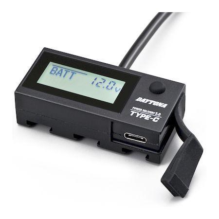デイトナ DAYTONA 17239 バイク用 USB電源 ＆ 電圧計 USB−C PD3．0対応 ...