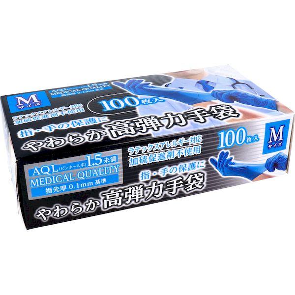 4956525001359 やわらか高弾力手袋 ビニール素材 ノンパウダー Mサイズ 100枚入【キ...