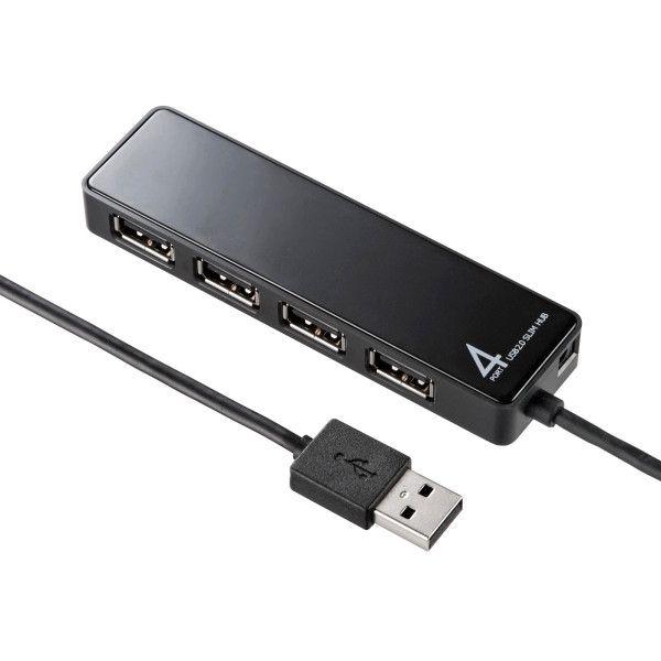 サンワサプライ USB-HTV410BKN2 HDD接続対応・面ファスナー付4ポートUSB2．0ハブ...