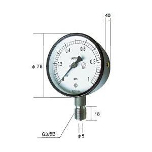 長野計器 NKS AC20-133-10.0MP 普通形圧力計 A枠立型 75mm 0.0〜10.0...