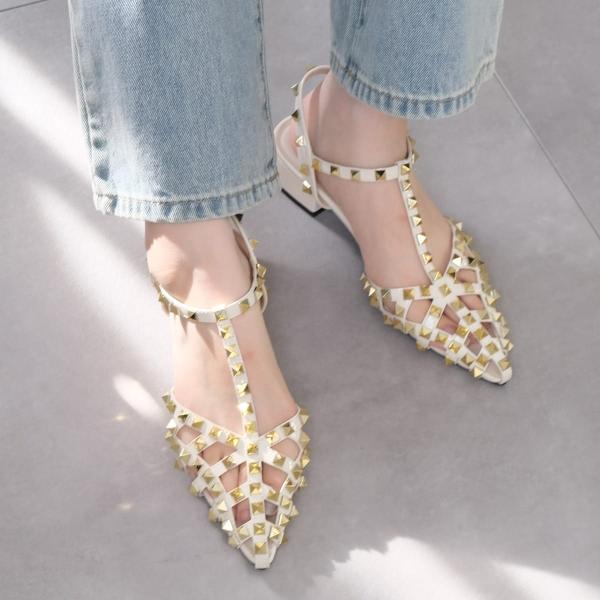 ピラミッドスタッズ サンダル レディース 春夏 歩きやすい 疲れない