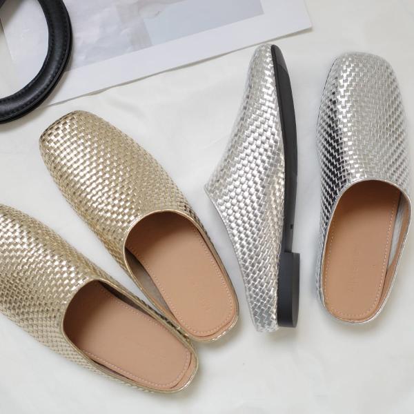 メッシュフラットミュールサンダル レディース 柔らか 疲れない