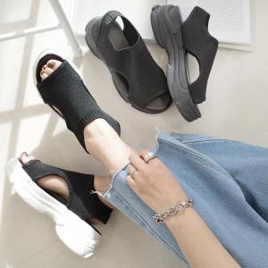 スポーツサンダル レディース 厚底 サンダル 厚底サンダル 歩きやすい 痛くない ニット 軽い 柔らかい 履きやすい 脱げない ニットサンダル amiami エディ