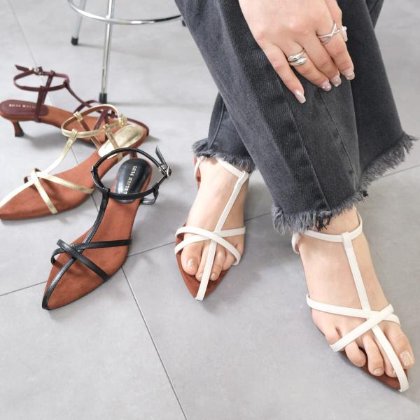 ポインテッドトゥ ストラップサンダル レディース 疲れない 歩きやすい