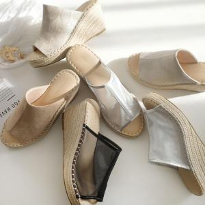 ジュートウエッジソールサボサンダル レディース 春夏