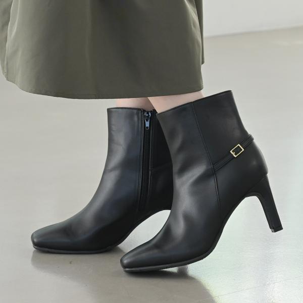 ショートブーツ レディース 歩きやすい 履きやすい 通勤 おしゃれ オフィス 痛くない スクエアトゥ...