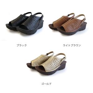 サンダル 本革 レディース 厚底 ウェッジソー...の詳細画像1