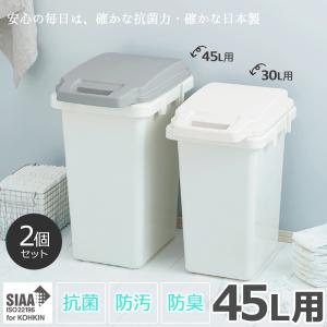 ゴミ箱 45リットル おしゃれ セット 2個セット 抗菌 防臭 防汚 屋外 臭わない 密閉タイプ 45L ダストボックス ごみ箱｜edit-lifer